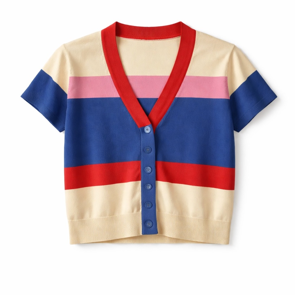 Sundei Striped Knit Cardigan Sweater Made in Italy - Picture 1 of 11